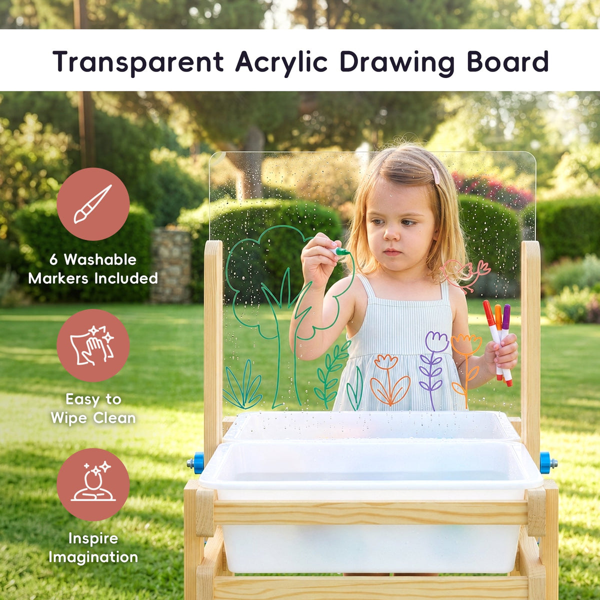 MEEYOO Wooden Sand and Water Table with 2 Bins