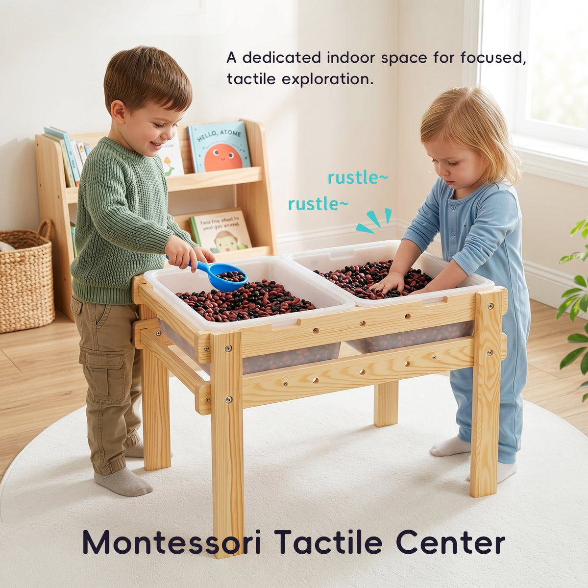 MEEYOO Wooden Sand and Water Table with 2 Bins