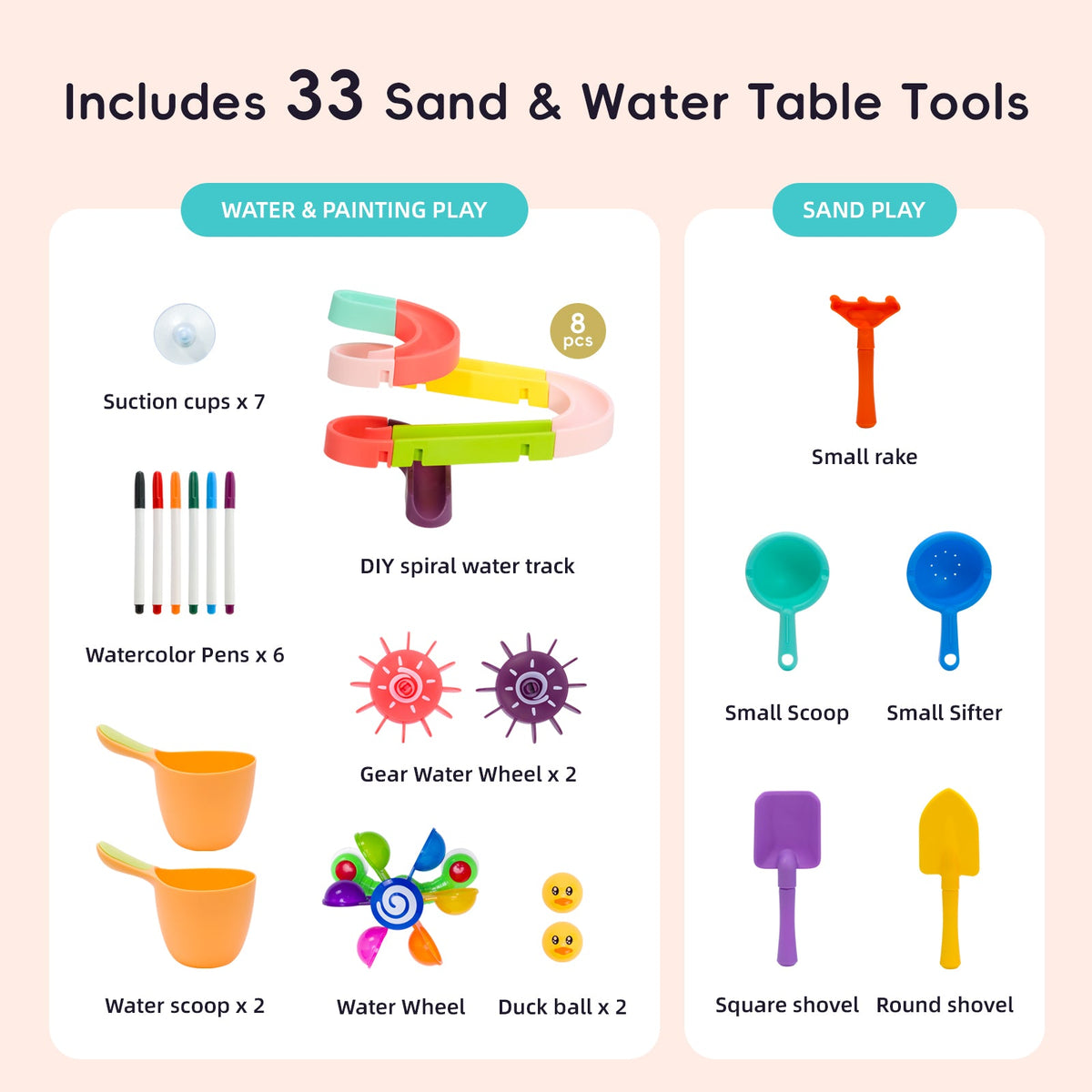 MEEYOO Wooden Sand and Water Table with 2 Bins