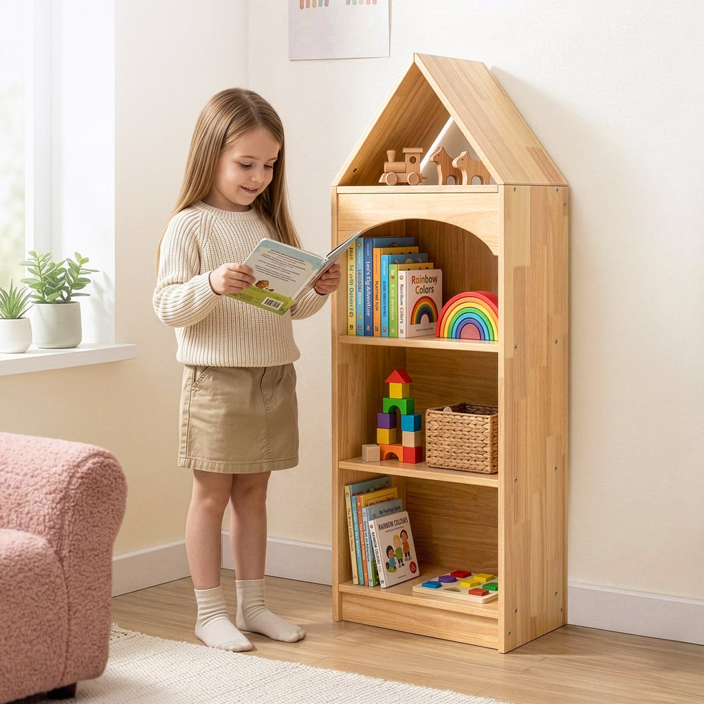 MEEYOO 4-Tier Rubberwood House Design