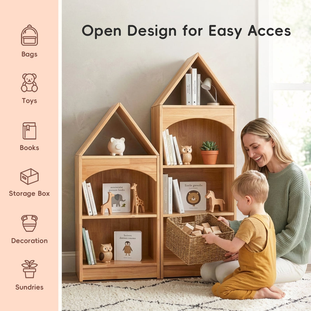 MEEYOO 3-Tier Rubberwood House Design