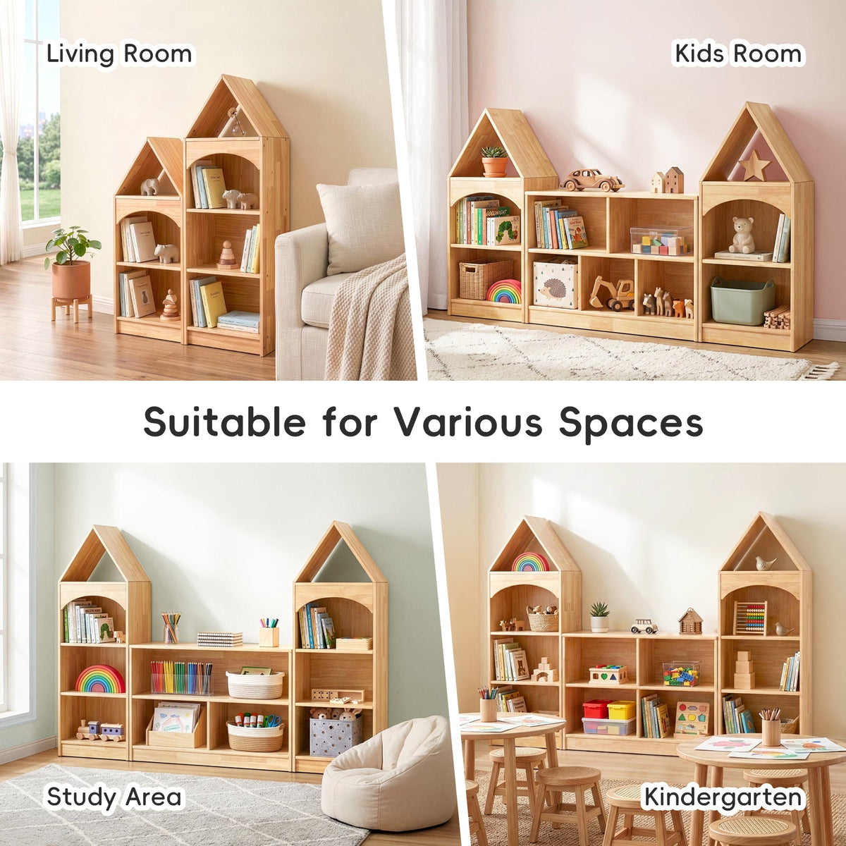 MEEYOO 4-Tier Rubberwood House Design