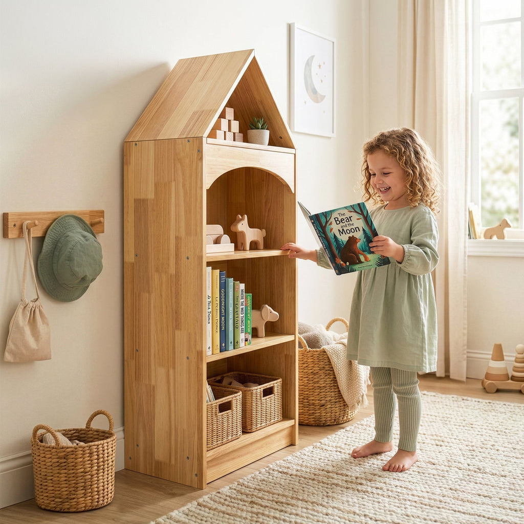 MEEYOO 4-Tier Rubberwood House Design