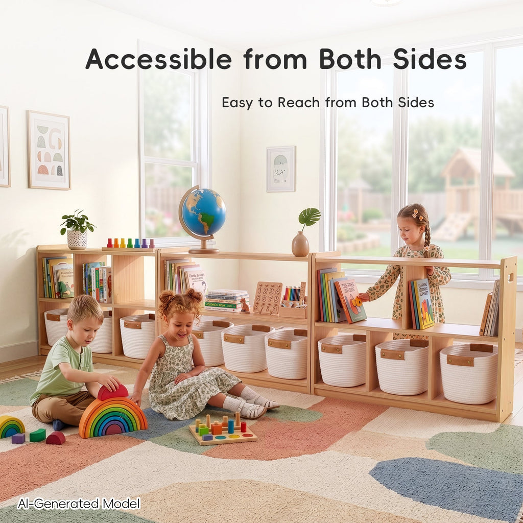 MEEYOO 2-Tier Plywood Montessori Book Shelf