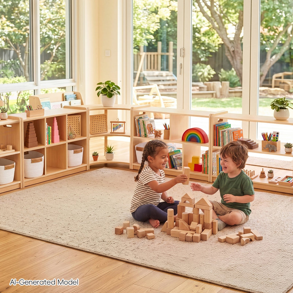 MEEYOO 2-Tier Plywood Montessori Bookshelf