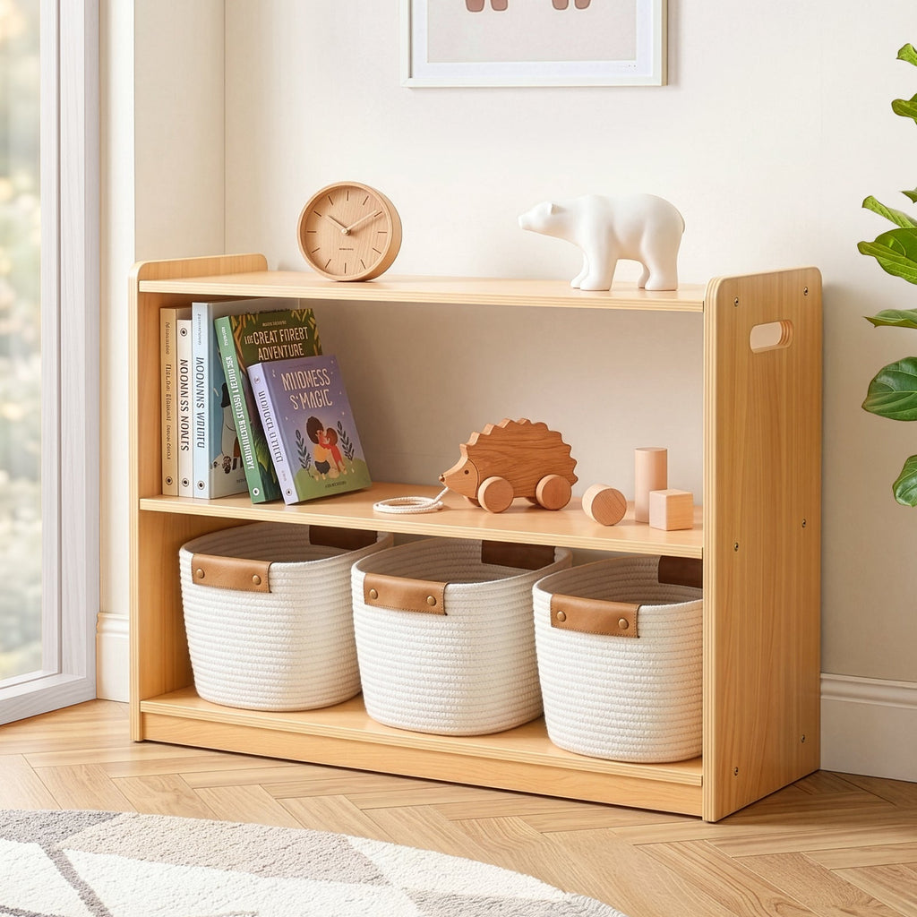 MEEYOO 2-Tier Plywood Montessori Bookshelf