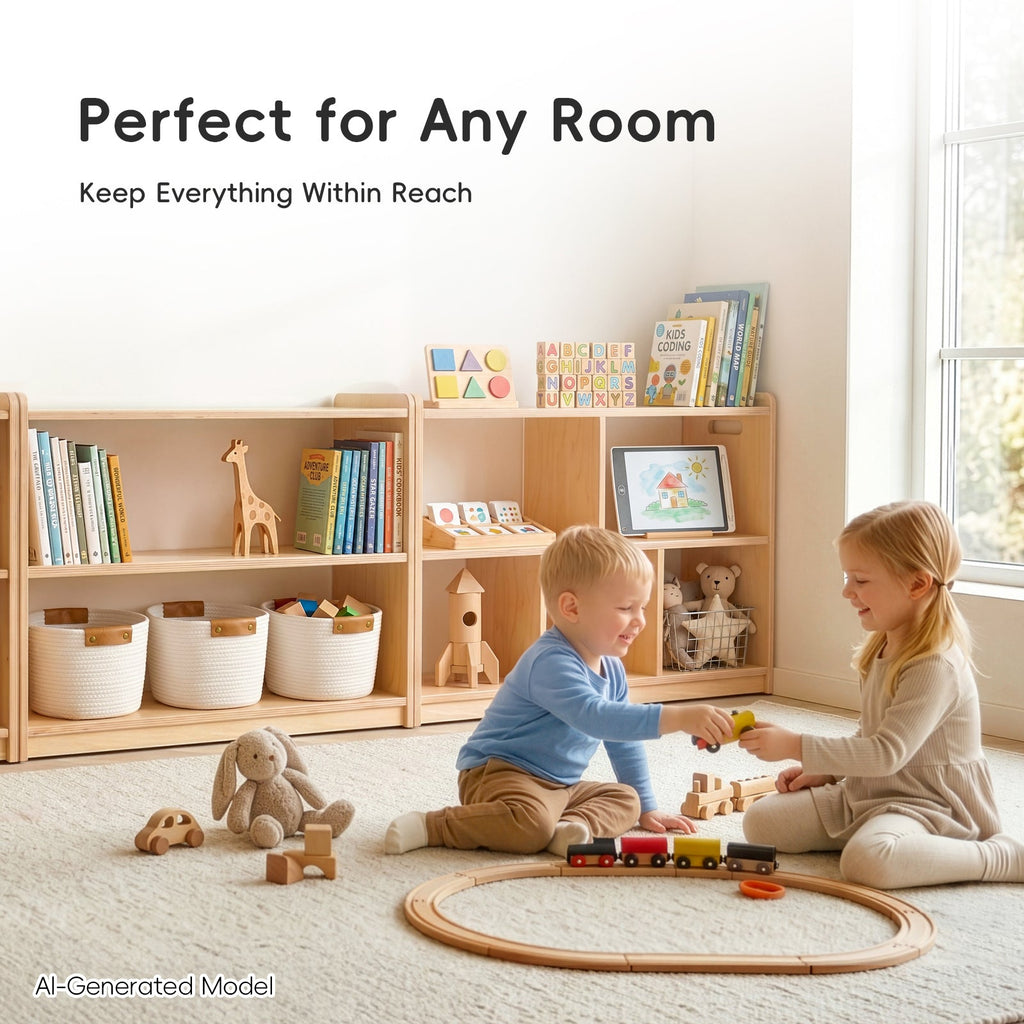 MEEYOO 2-Tier Plywood Montessori Bookshelf