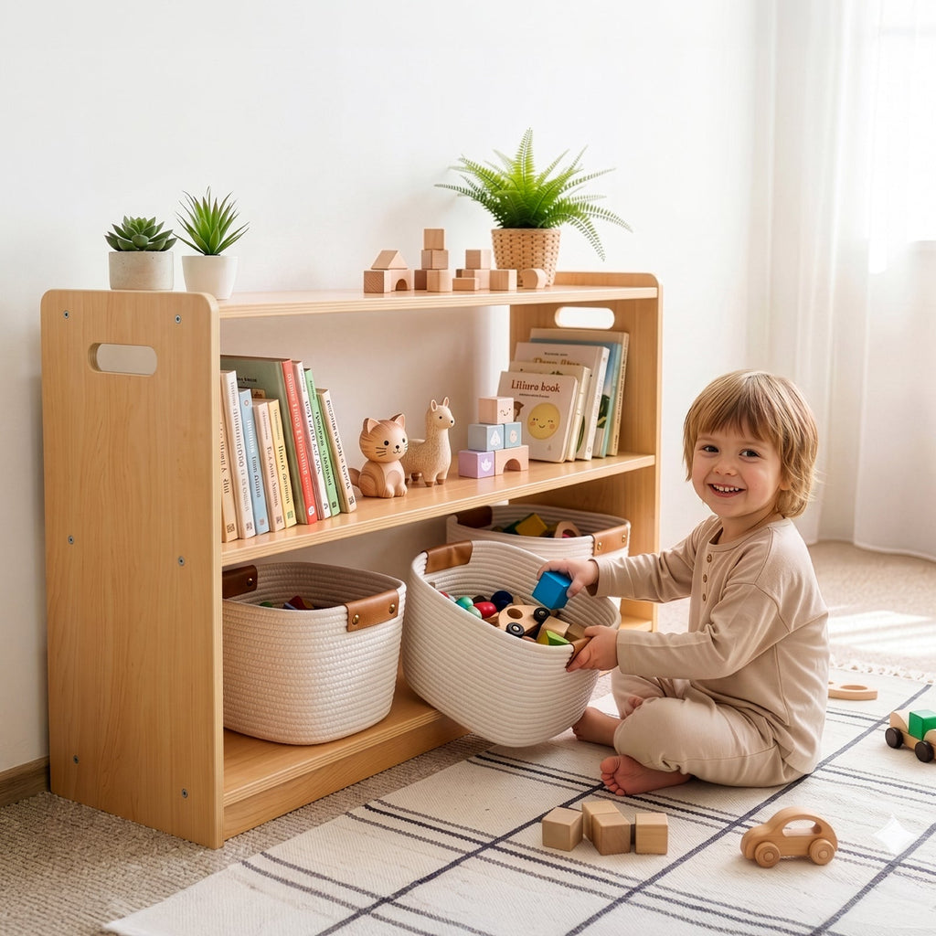 MEEYOO 2-Tier Plywood Montessori Bookshelf