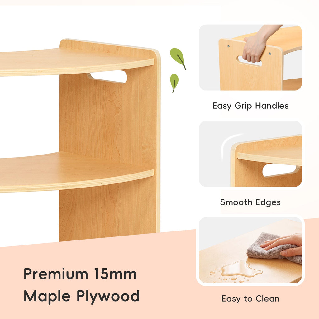 MEEYOO 2-Tier Plywood Montessori Book Shelf
