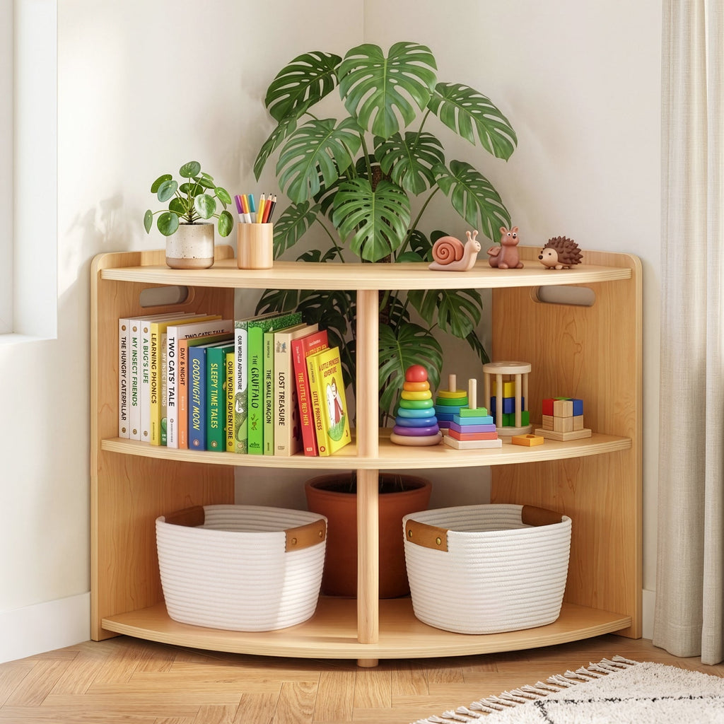 MEEYOO 2-Tier Plywood Montessori Book Shelf