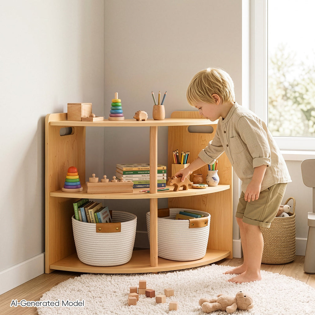 MEEYOO 2-Tier Plywood Montessori Book Shelf