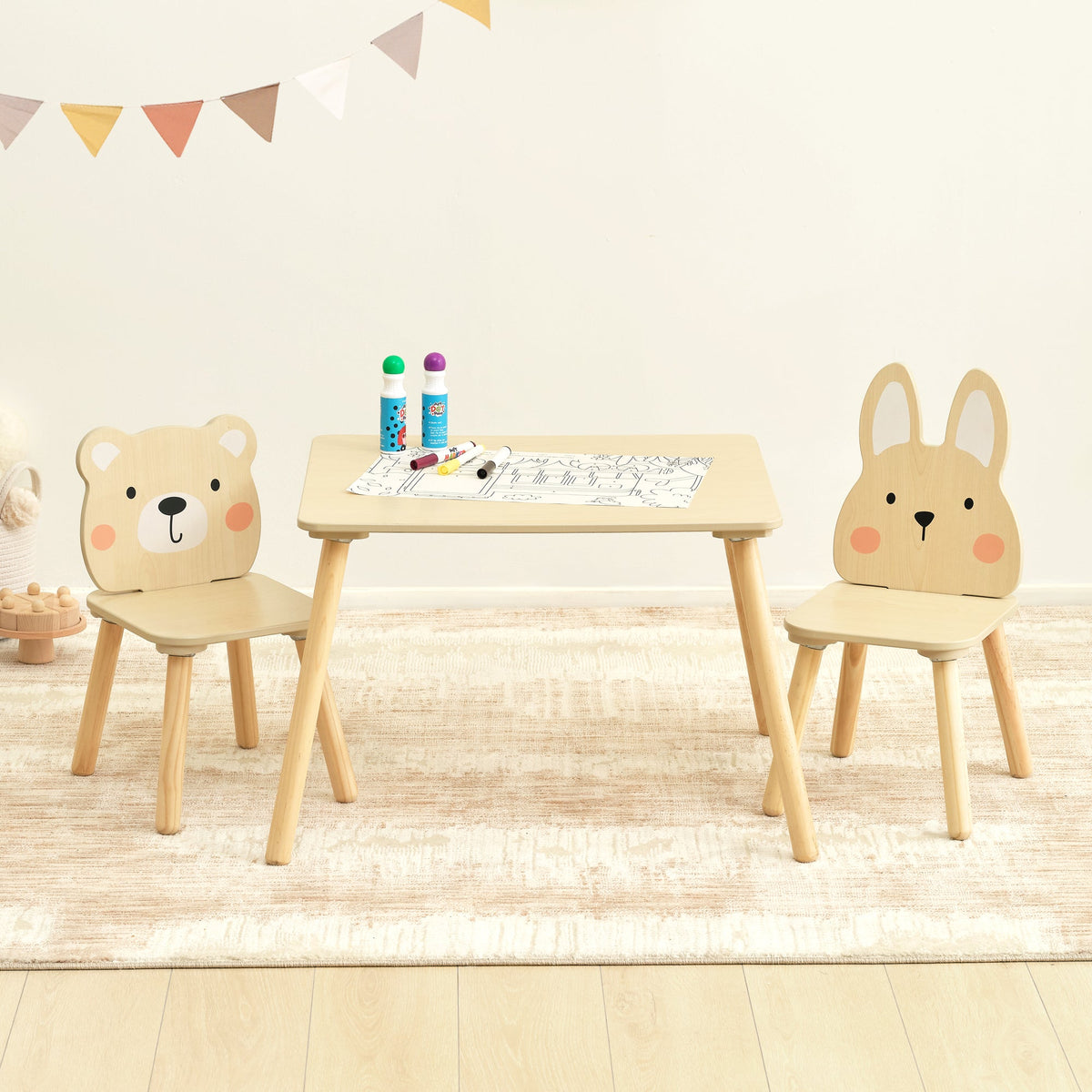 MEEYOO Wooden Kids Table set