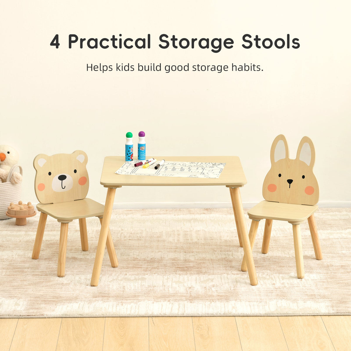 MEEYOO Wooden Kids Table set