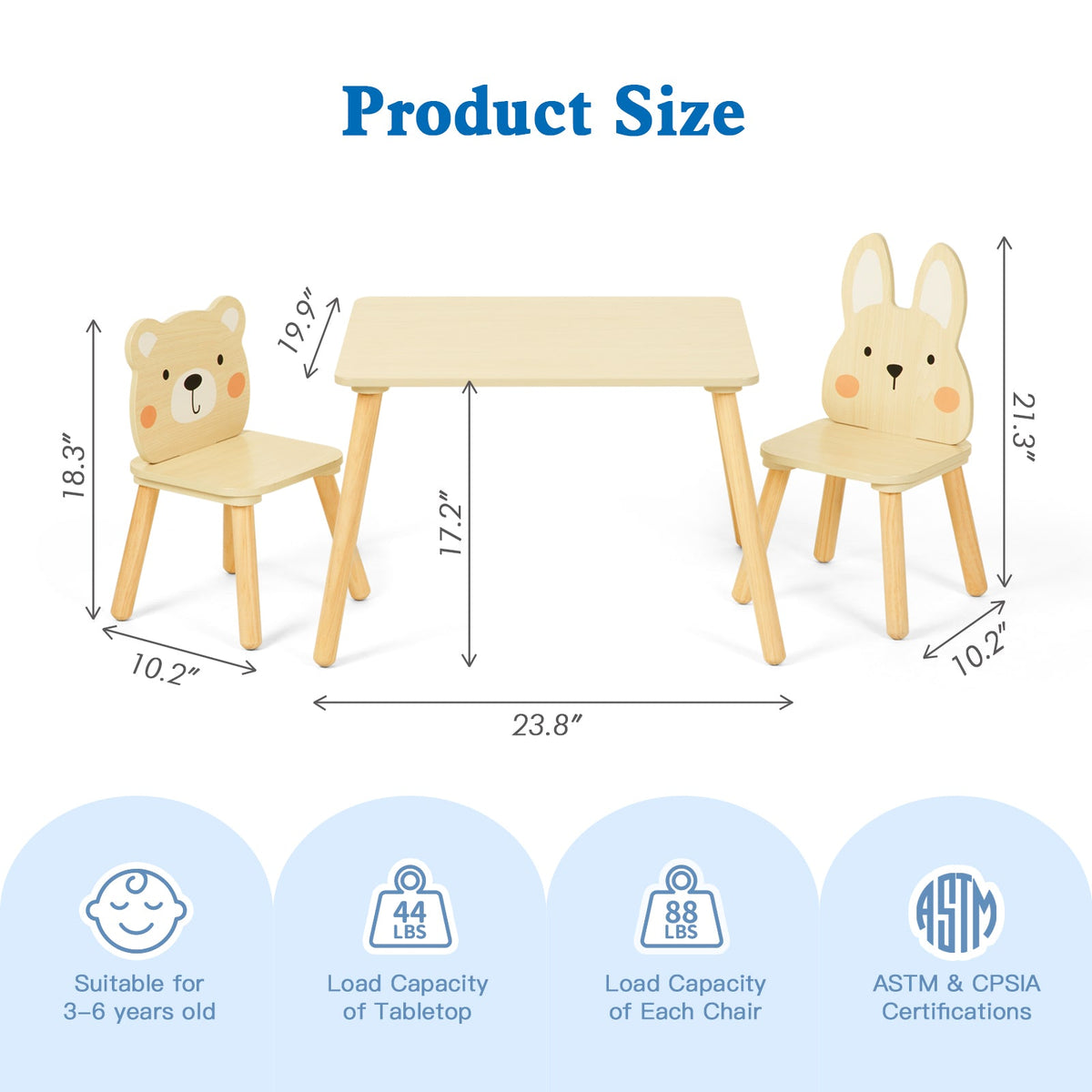 MEEYOO Wooden Kids Table set