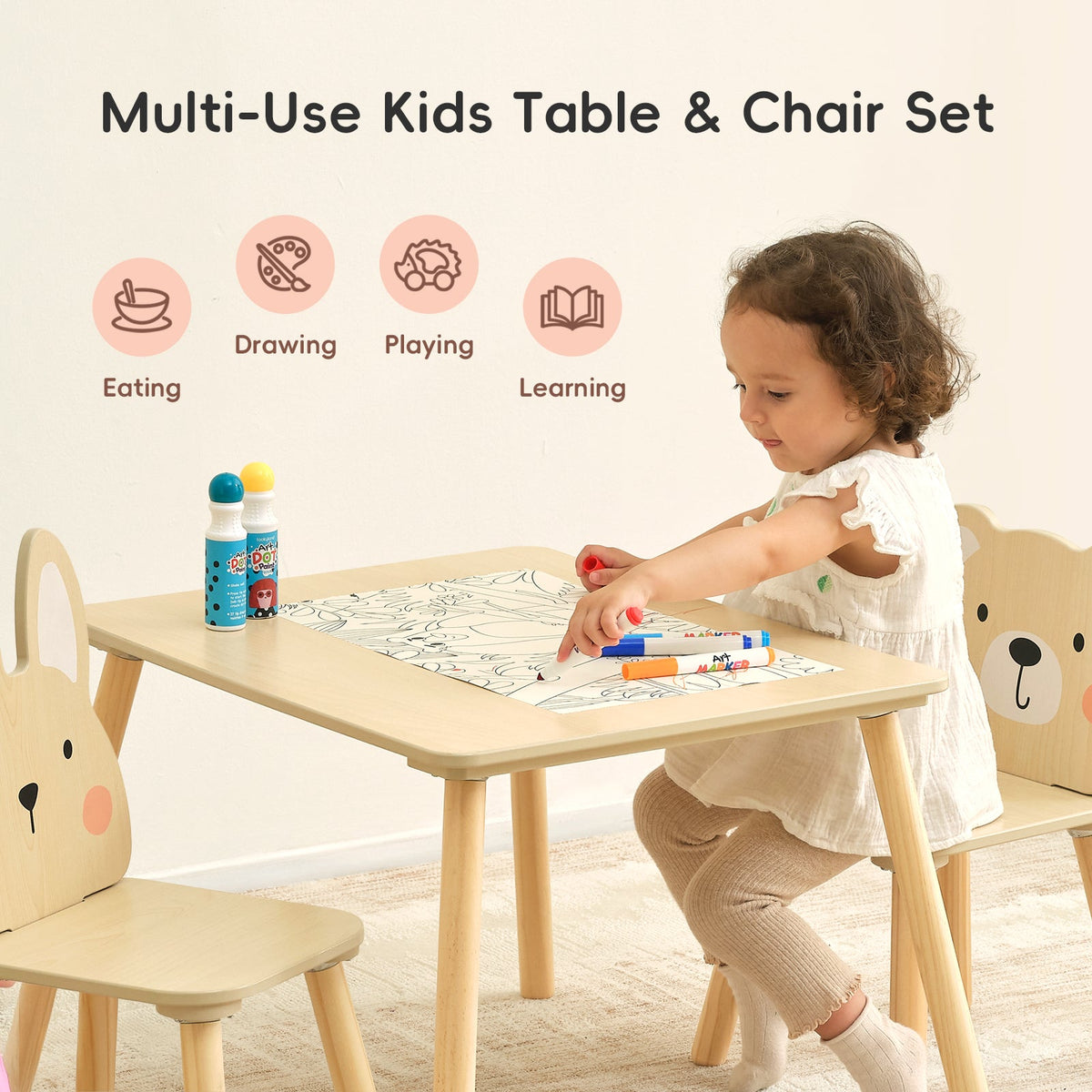 MEEYOO Wooden Kids Table set