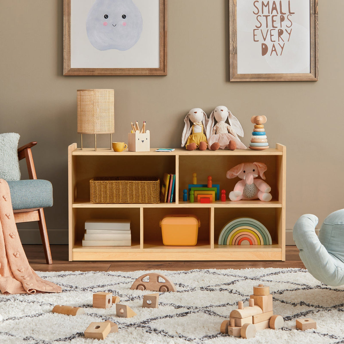 OOOK Plywood Montessori  5-Section Storage Cabinet
