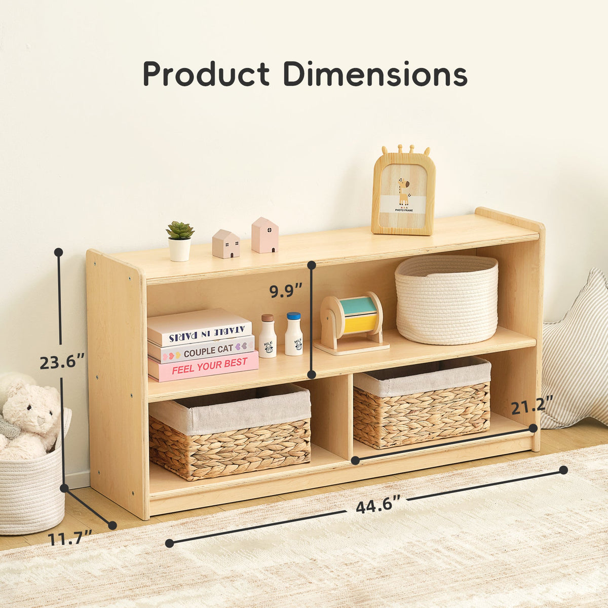 OOOK Plywood Kids 2-Shelf  Organizer For Classroom & Playroom