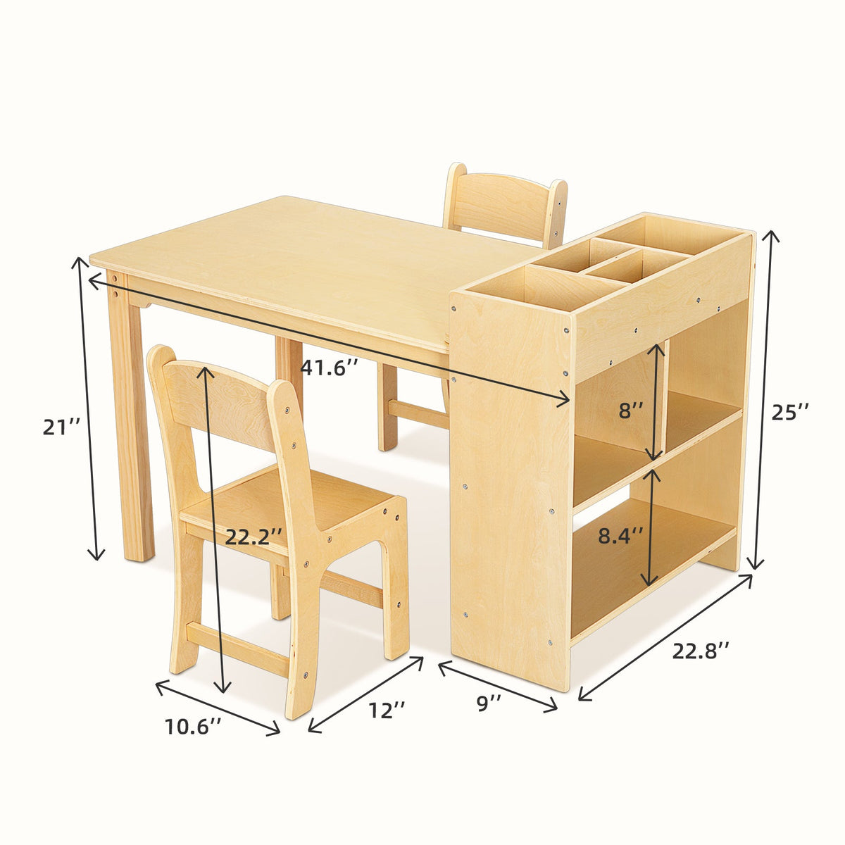 MEEYOO Wood Kids Art Table and 2 Chairs