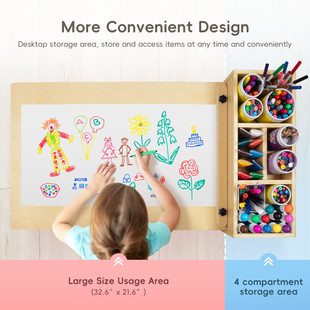 MEEYOO Wood Kids Art Table and 2 Chairs